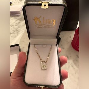 14 karat yellow gold Pave Diamond North Star Tag Diamond Necklace - never worn